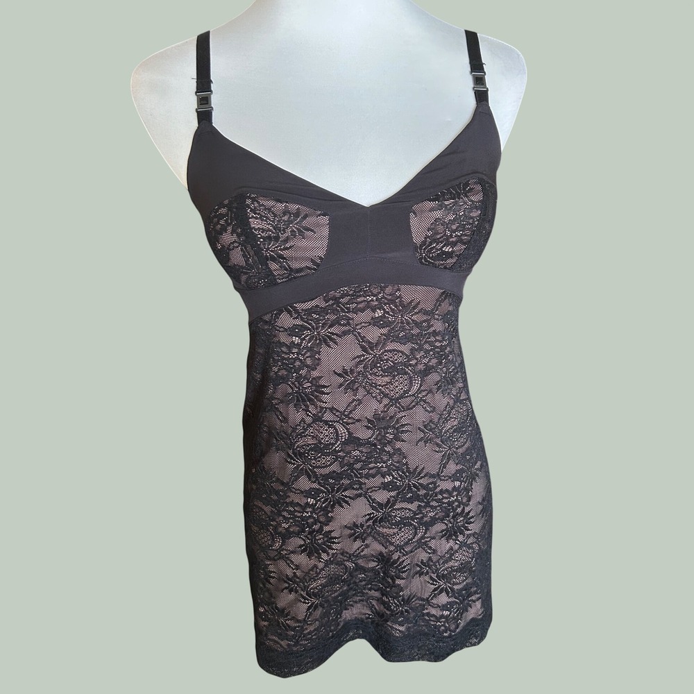 Blackβ Floral Lace Chemise Slip Adjustable Straps Studio Wardrobe Size XS SONY